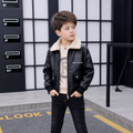 Modern Chic All-Season Trendy Winter Boys' Leather Jacket, Ages 3-14 | Color: Black | Image 1