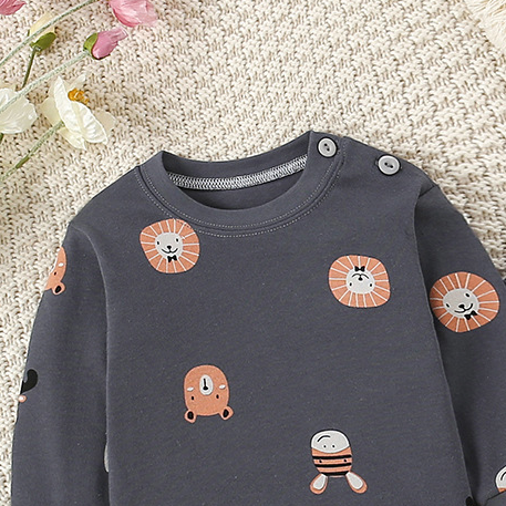 Minimalist Autumn 2-Piece Unisex Baby Pajama Set, Ages 6-24 Months | Color: Black | Image 3