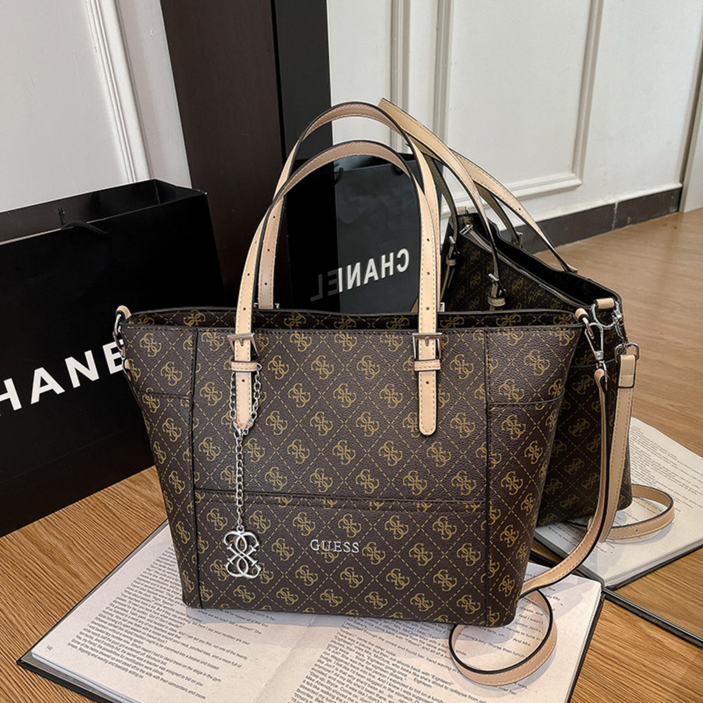 Modern Chic All-Season PU/Artificial Leather/Microfiber Leather, Cloth / Textile Women's Shoulder Bags Tote Bags | Color: Coffee | Image 2