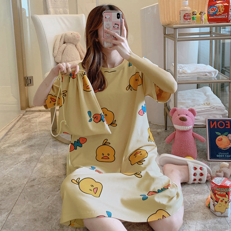 Sweet & Cute Summer Women 's Short  Sleeve Sleep Dress | Color: Style 1 | Image 1