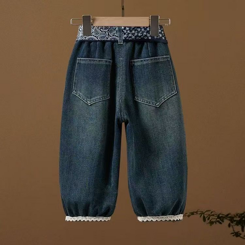 Trendy Autumn Girls' Straight Pants, Ages 2-9 | Color: Navy | Image 2