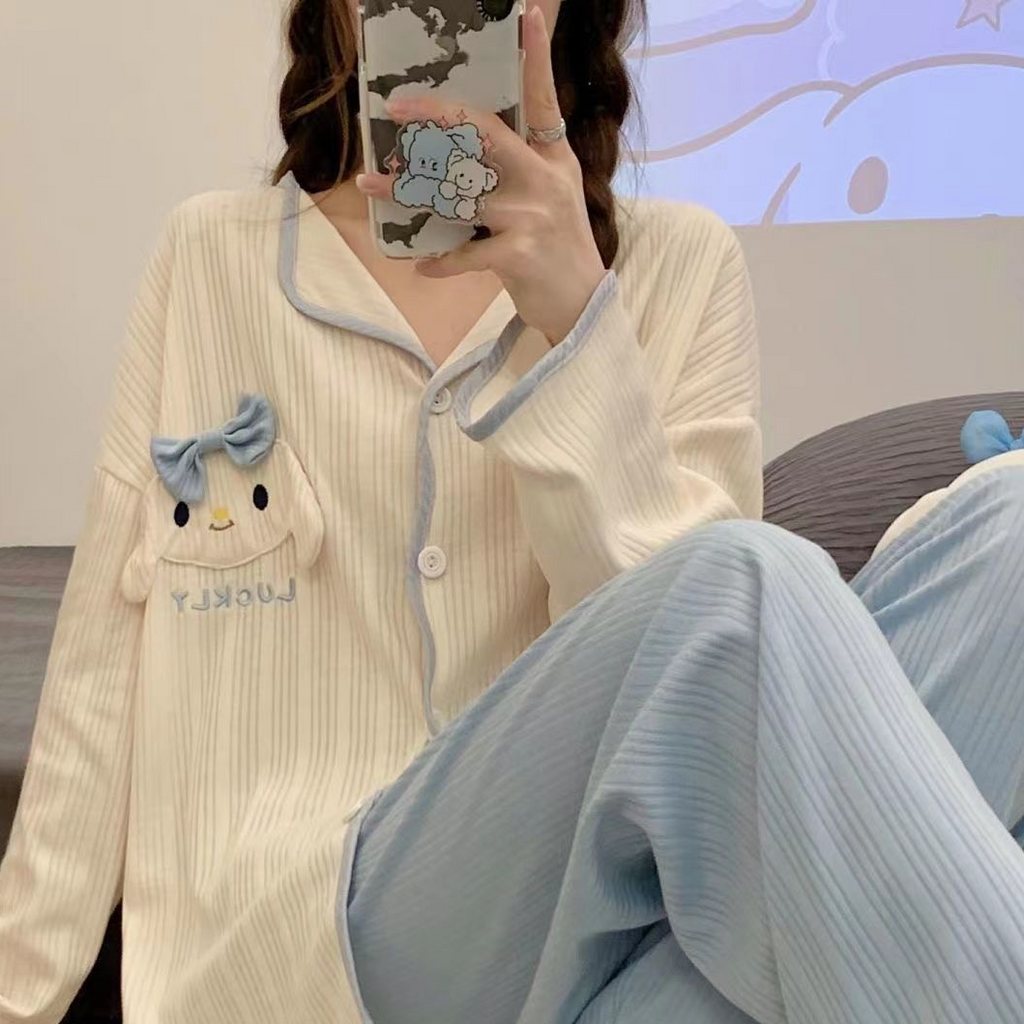 Modern Chic Sweet Feminine All-Season 2 Pcs Women 's Long Sleeve Sleep Set | Color: Style 4 | Image 3