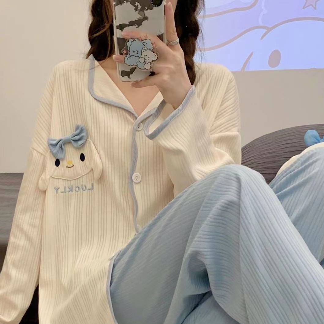 Modern Chic Sweet Feminine All-Season 2 Pcs Women 's Long Sleeve Sleep Set | Color: Style 4 | Image 3