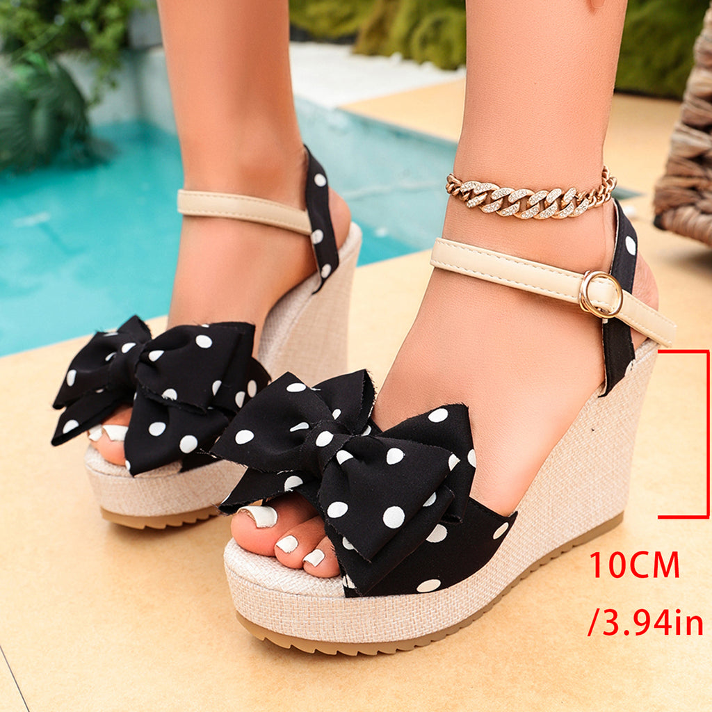 Modern Chic All-Season Cloth / Textile Women's Wedge Sandals | Color: Black | Image 2