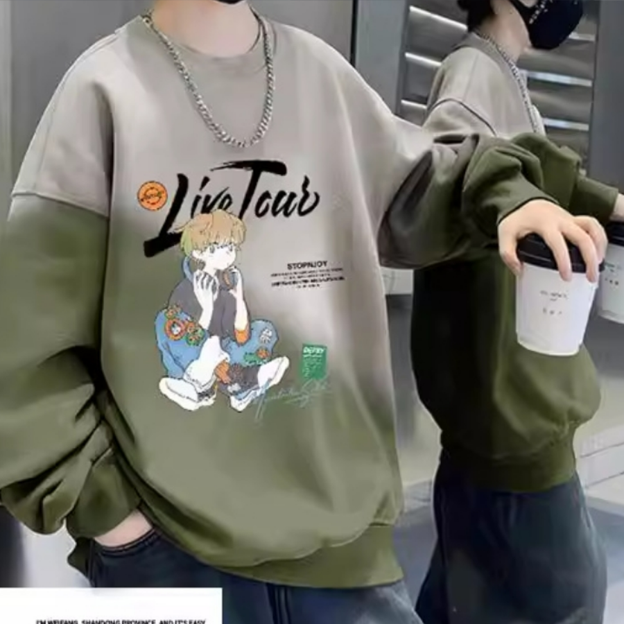 Minimalist Spring Boys' Sweatshirt, Ages 4-14 | Color: Green | Image 3