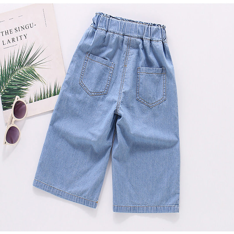 Casual Sporty Autumn Unisex Kids' Jeans, Ages 2-9 | Color: Light Blue | Image 3