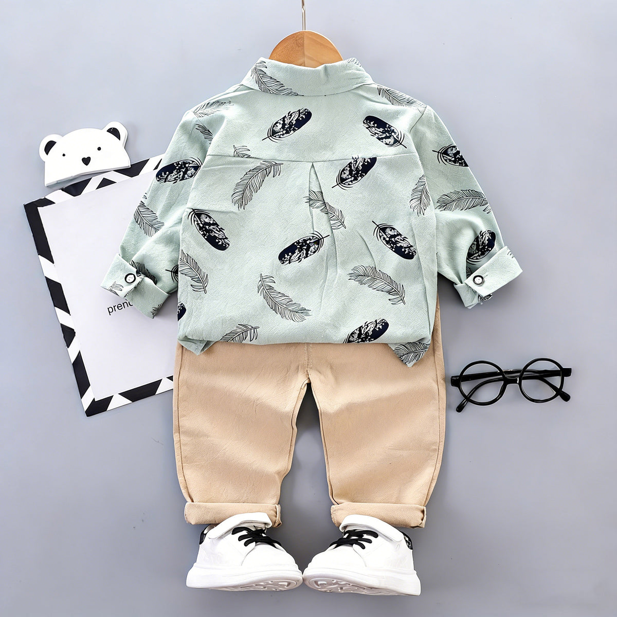 Minimalist Spring 2-Piece Baby Boys' Pants Suit, Ages 9-24 Months | Color: Green | Image 3