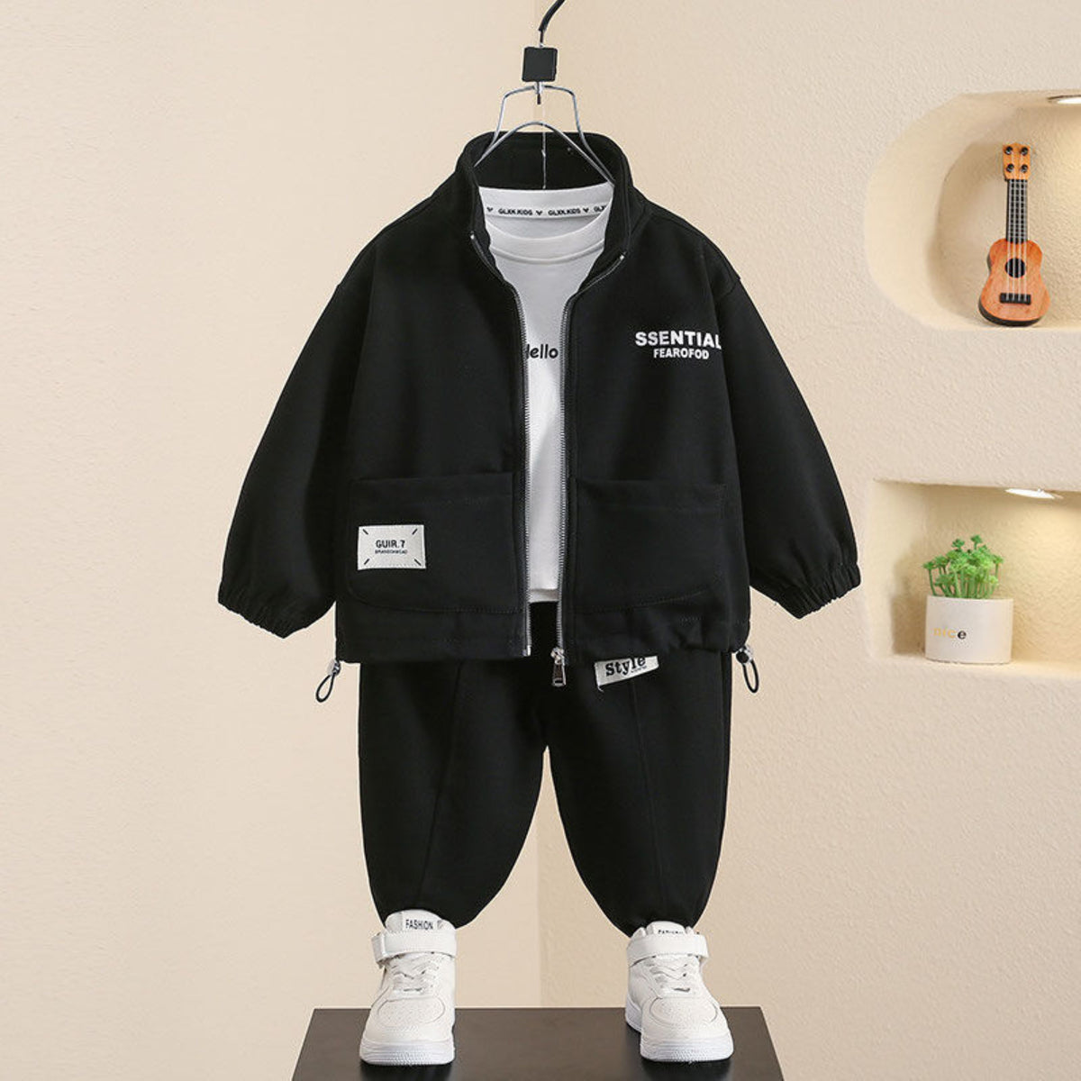 Modern Chic All-Season Trendy Autumn 2-Piece Boys' Pants Suit, Ages 2-9 | Color: Black | Image 1