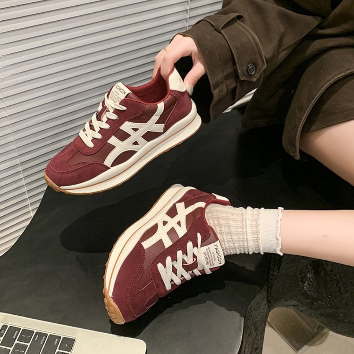 Modern Chic All-Season Others Women's Fashion Sneaker | Color: Red | Image 3