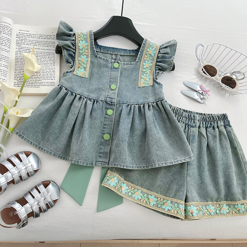 Casual Sporty Summer 2-Piece Girls' Pants Suit, Ages 2-7 | Color: As the Picture | Image 1