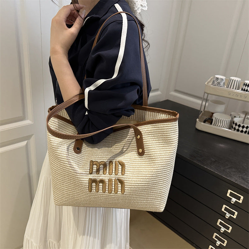 Modern Chic All-Season Straw/Rattan/Natural material weaving Women's Shoulder Bags Tote Bags | Color: Brown | Image 1