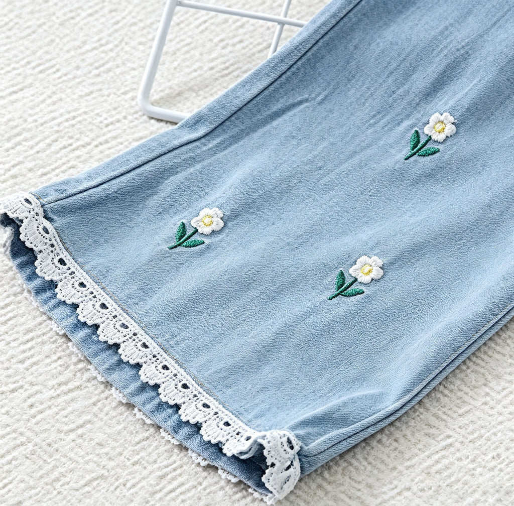 Minimalist Autumn Girls' Jeans, Ages 2-11 | Color: Light Blue | Image 2