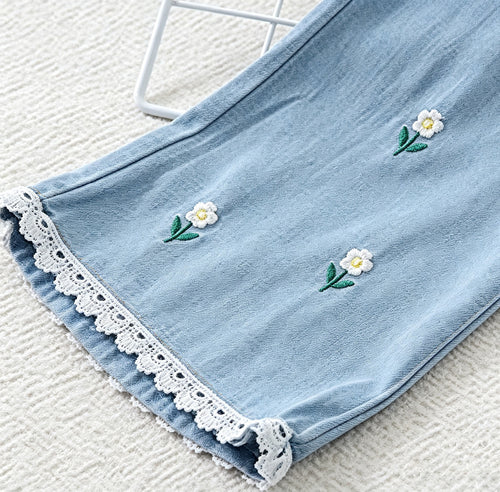 Minimalist Autumn Girls' Jeans, Ages 2-11 | Color: Light Blue | Image 2