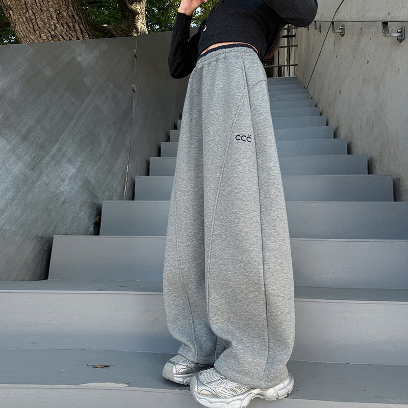 Modern Chic All-Season Minimalist Spring Girls' Casual Pants, Ages 4-14 | Color: Light Grey | Image 1