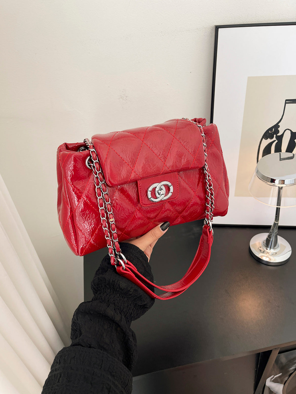 Modern Chic All-Season PU/Artificial Leather/Microfiber Leather Women's Crossbody Bags Other Bags | Color: Red | Image 3