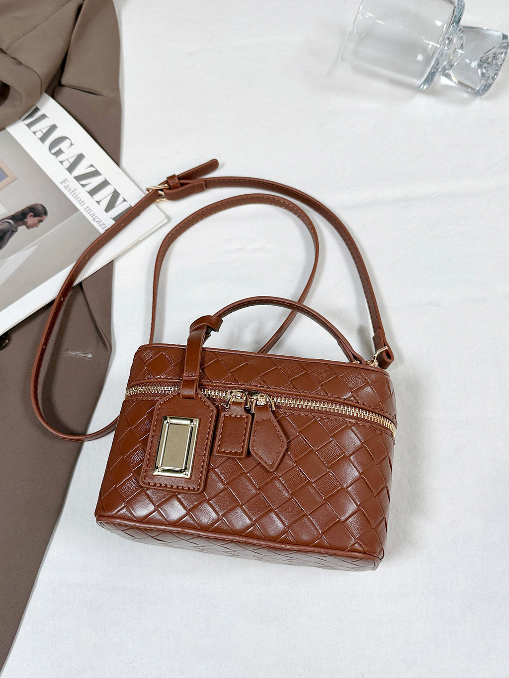 Modern Chic All-Season PU/Artificial Leather/Microfiber Leather Women's Crossbody Bags Box Bags | Color: Brown | Image 3