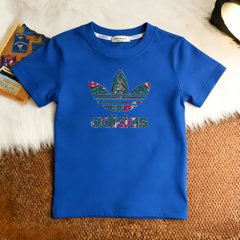 Modern Chic All-Season Casual Sporty Summer Unisex Kids' T-Shirt | Color: Blue | Image 1