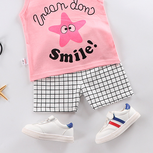 Minimalist Summer 2-Piece Unisex Baby Pants Suit, Ages 6-24 Months | Color: Pink | Image 2