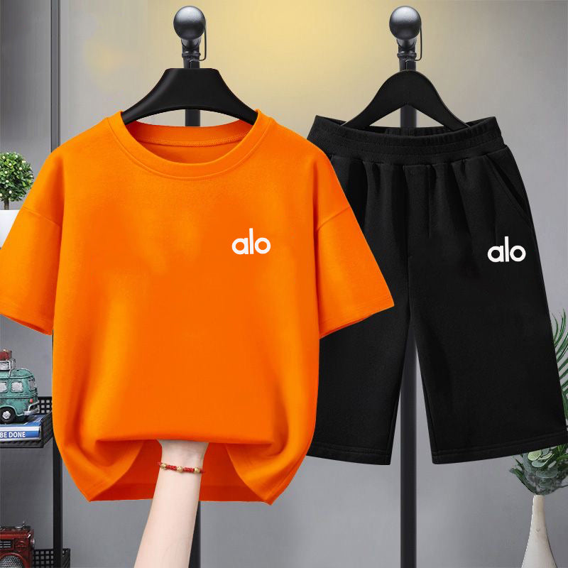 Modern Chic All-Season Minimalist Summer 2-Piece Girls' Pants Suit, Ages 4-14 | Color: Orange | Image 1