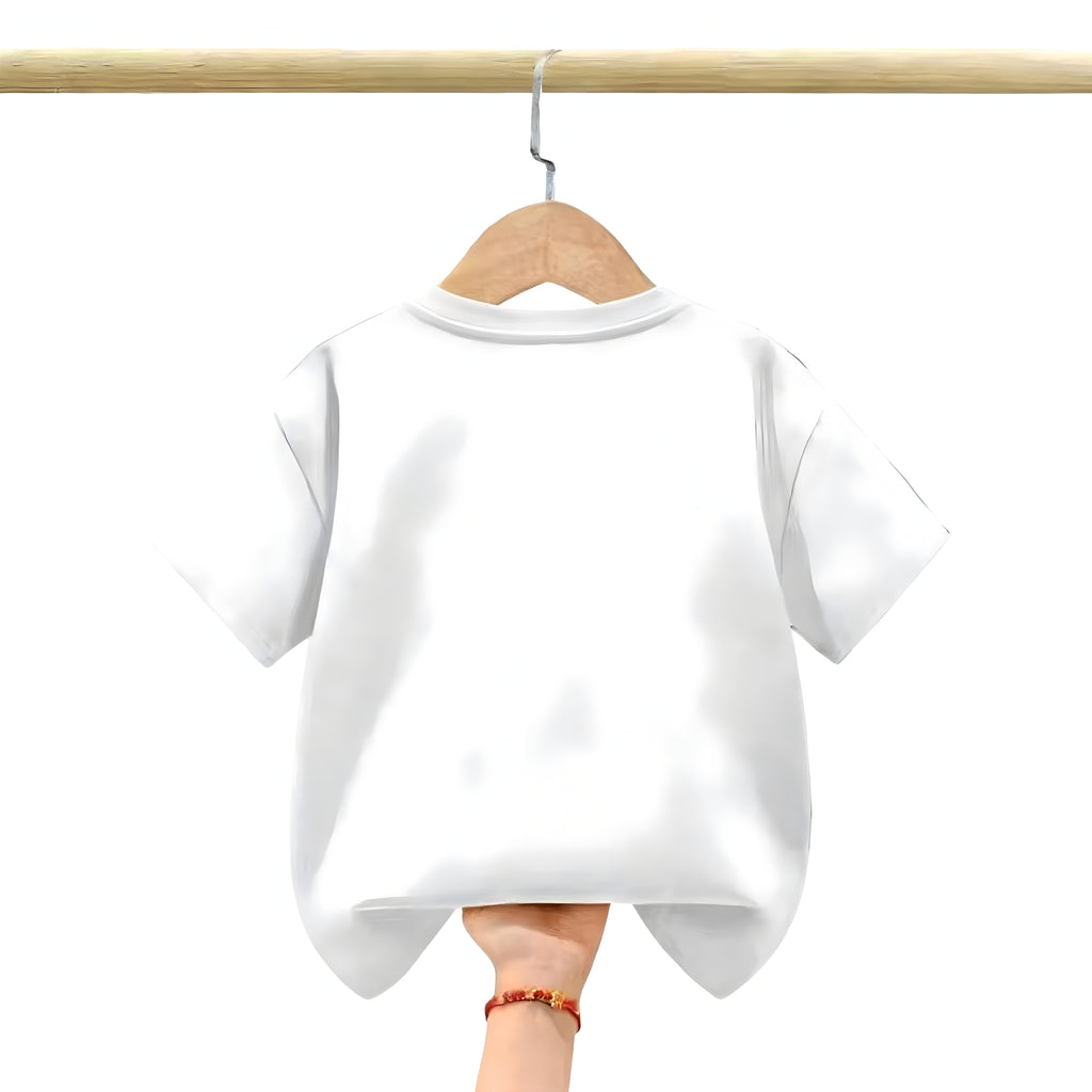 Casual Sporty Summer Unisex Kids' T-Shirt, Ages 3-13 | Color: White | Image 3