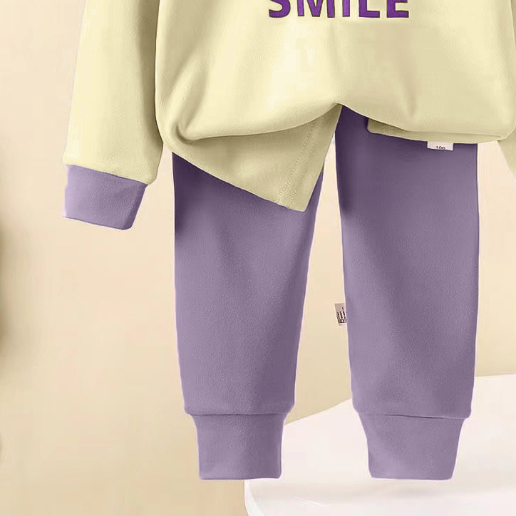 Minimalist Winter 2-Piece Unisex Kids' Pajama Set, Ages 2-9 | Color: Purple | Image 2