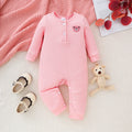 Minimalist Autumn Unisex Baby Jumpsuit, Ages 0-6 Months | Color: Pink | Image 1