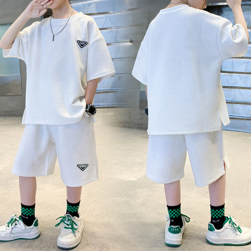Modern Chic All-Season Casual Sporty Summer 2-Piece Boys' Pants Suit, Ages 3-13 | Color: White | Image 1