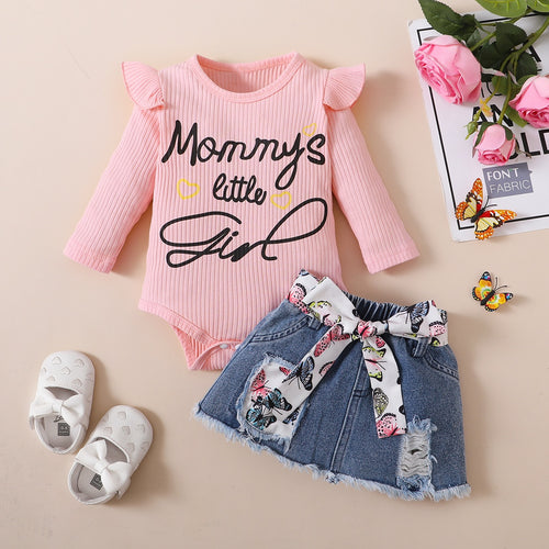 Trendy Autumn 2-Piece Baby Girls' Dress Suit, Ages 0-6 Months | Color: Pink | Image 1