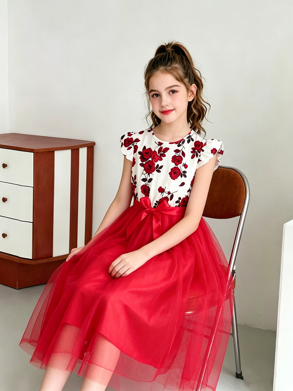 Sweet & Cute Summer Girls' A-Line Dress, Ages 11-12 | Color: Red | Image 3