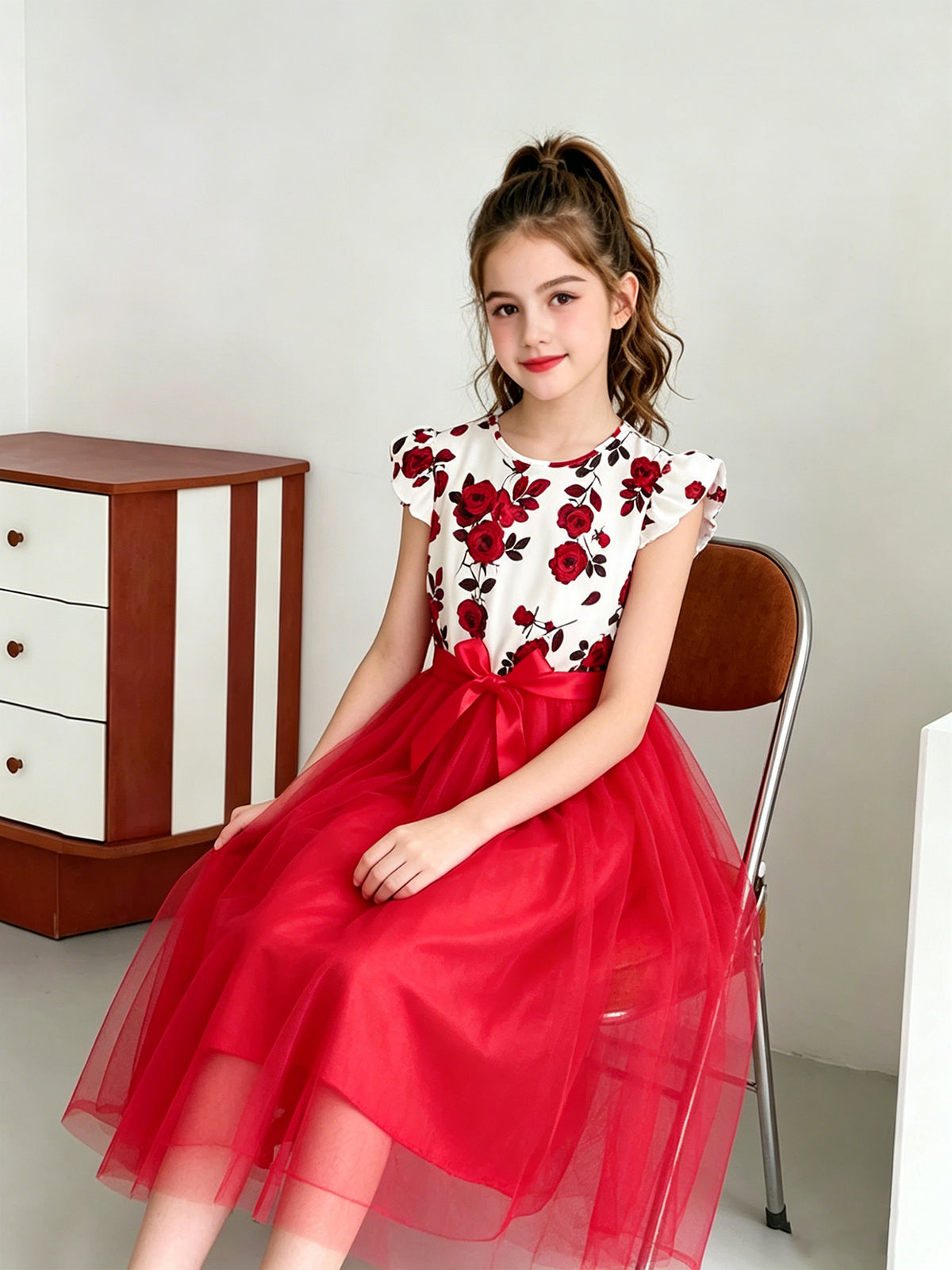 Sweet & Cute Summer Girls' A-Line Dress, Ages 11-12 | Color: Red | Image 3