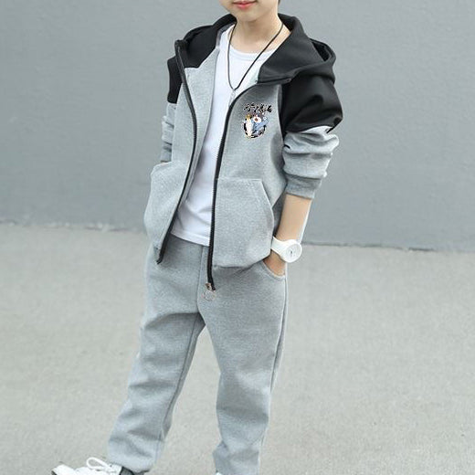 Modern Chic All-Season Casual Sporty Spring 2-Piece Boys' Pants Suit, Ages 3-13 | Color: Grey | Image 1