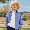 Modern Chic All-Season Minimalist Autumn Unisex Kids' Shirt, Ages 2-14 | Color: Blue | Image 1