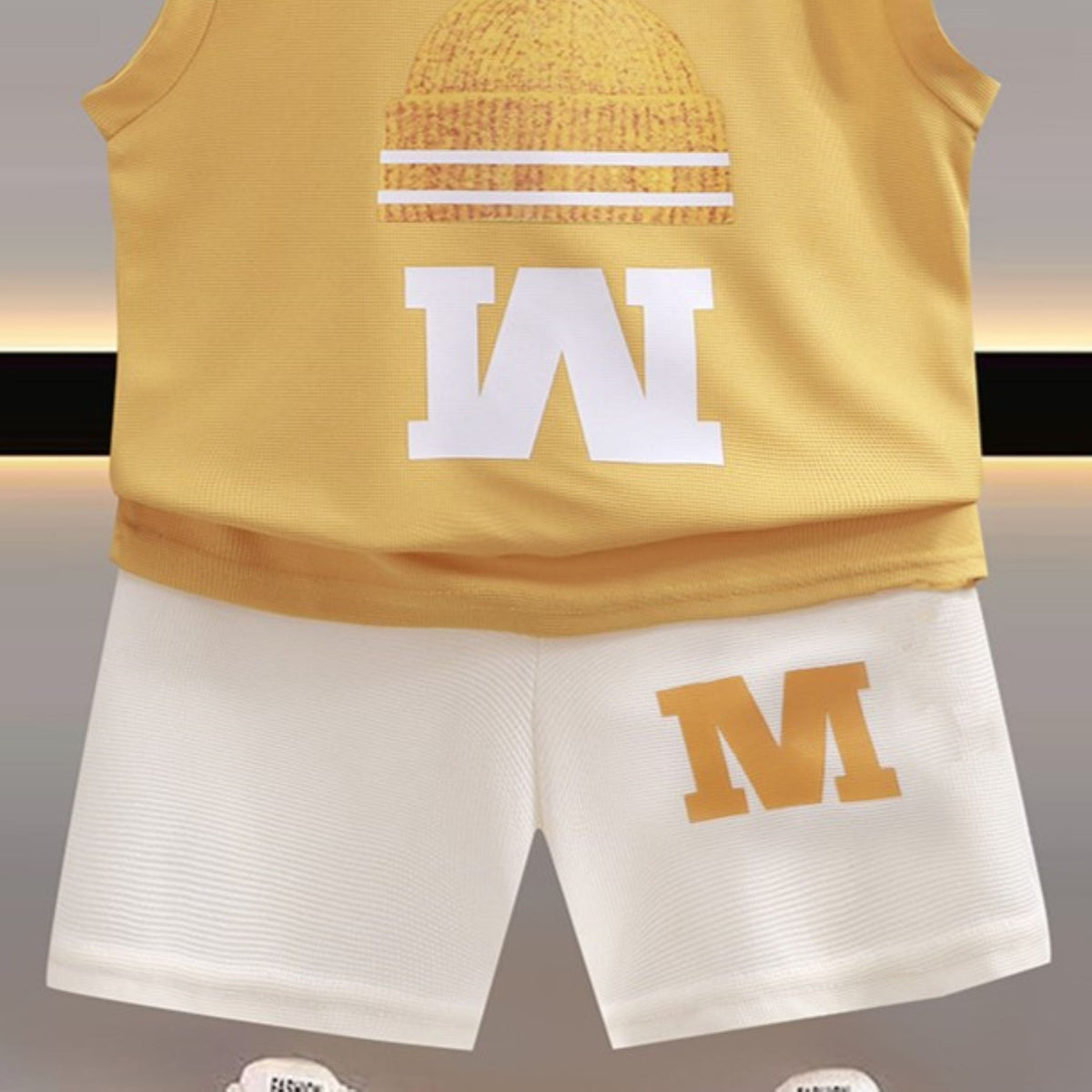 Modern Chic All-Season Minimalist Summer 2-Piece Boys' Pants Suit, Ages 2-9 | Color: Yellow | Image 2