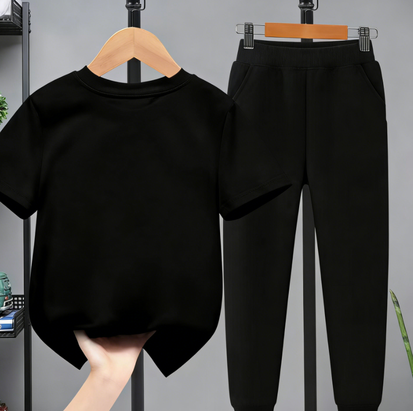 Minimalist Summer 2-Piece Boys' Pants Suit, Ages 2-13 | Color: Black | Image 2