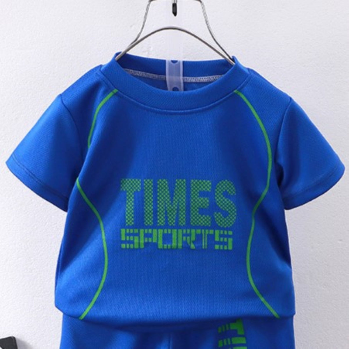 Minimalist Summer 2-Piece Unisex Kids' Pants Suit, Ages 3-13 | Color: Deep Blue | Image 3