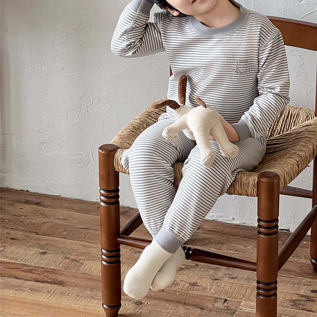 Minimalist Winter 2-Piece Boys' Pajama Set, Ages 2-9 | Color: Grey | Image 2