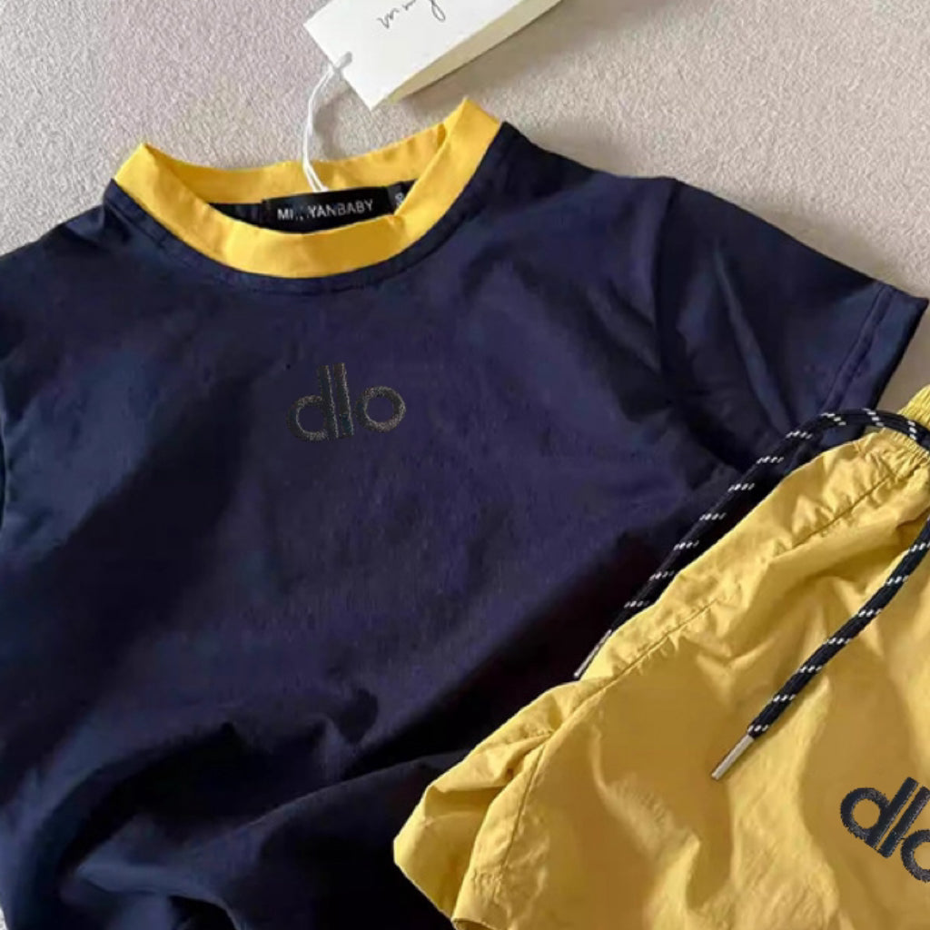 Modern Chic All-Season Casual Sporty Summer 2-Piece Unisex Kids' Pants Suit, Ages 2-9 | Color: Navy | Image 2