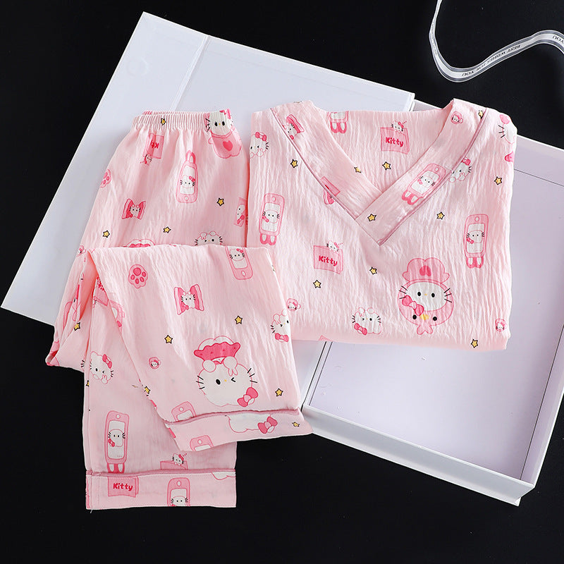 Modern Chic All-Season Minimalist Autumn 2-Piece Girls' Pajama Set, Ages 3-13 | Color: Style 2 | Image 1