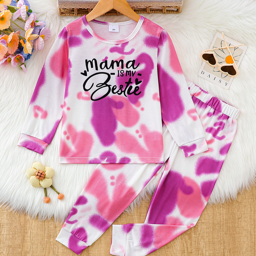 Trendy Autumn 2-Piece Girls' Pants Suit, Ages 2-7 | Color: Rose | Image 1
