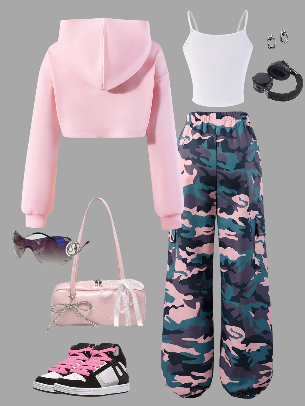 Casual Sporty Spring 3-Piece Girls' Pants Suit, Ages 4-13 | Color: Pink | Image 3
