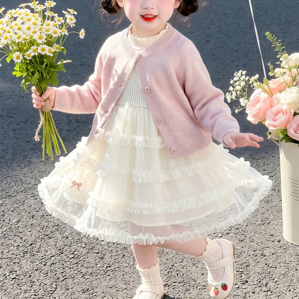 Sweet & Cute Autumn 2-Piece Girls' Dress Suit, Ages 2-9 | Color: Pink | Image 3