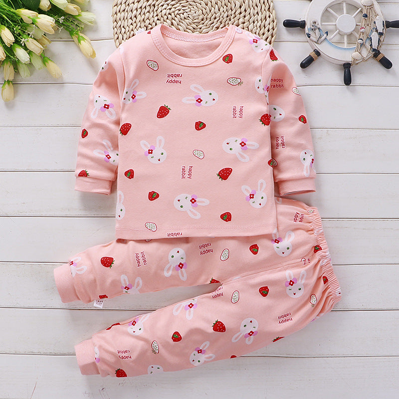 Minimalist Autumn 2-Piece Girls' Pajama Set, Ages 2-7 | Color: Light Pink | Image 1