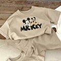 Modern Chic All-Season Minimalist Summer 2-Piece Unisex Kids' Pants Suit, Ages 2-9 | Color: Dark Grey | Image 1