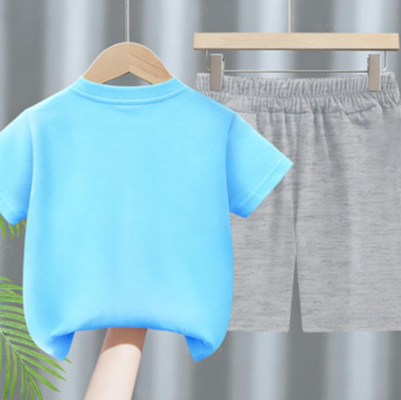 Modern Chic All-Season Minimalist Summer 2-Piece Boys' Pants Suit, Ages 2-9 | Color: Blue | Image 3