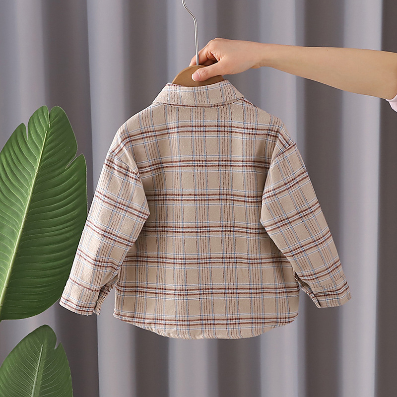 Modern Chic All-Season Trendy Spring Boys' Shirt, Ages 2-9 | Color: Light Coffee | Image 2