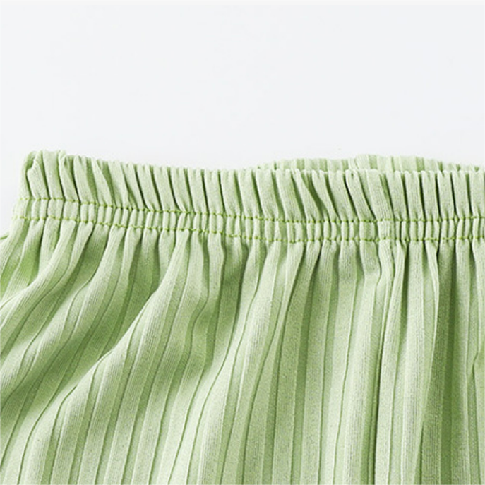Minimalist Summer 2-Piece Unisex Kids' Pants Suit, Ages 2-9 | Color: Light Green | Image 3