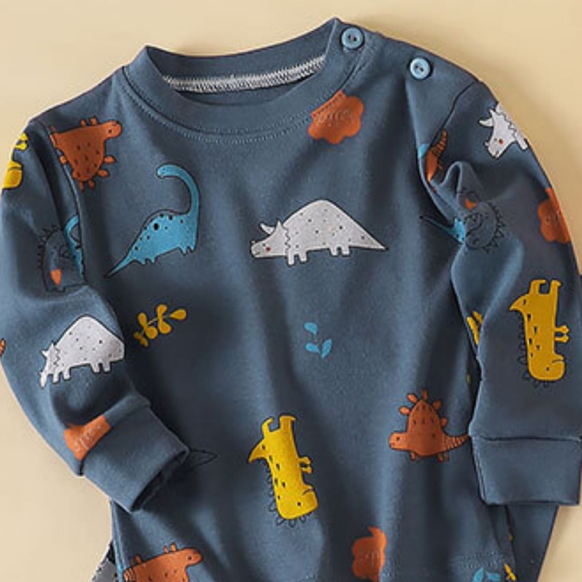 Minimalist Autumn 2-Piece Unisex Baby Pajama Set, Ages 6-24 Months | Color: Deep Blue | Image 3