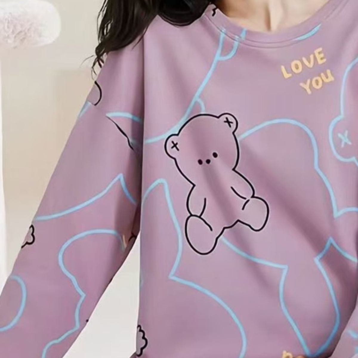 Sweet Feminine All-Season 2 Pcs Women 's Long Sleeve Sleep Set | Color: Style 1 | Image 2