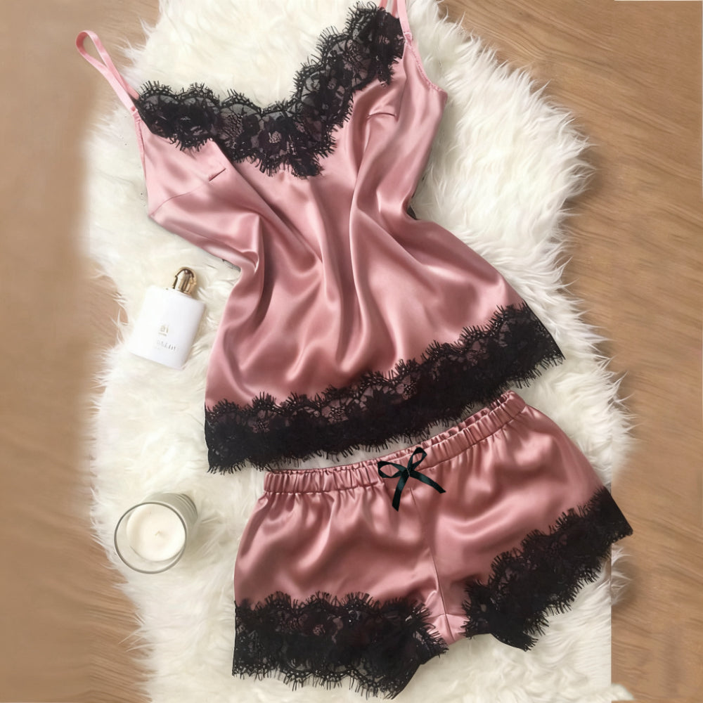 Minimalist Summer 2 Pcs Women 's Sleeveless Night Set | Color: Cameo brown | Image 1