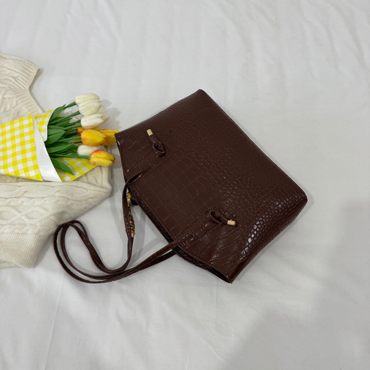Modern Chic All-Season PU/Artificial Leather/Microfiber Leather Women's Shoulder Bags Underarm Bags | Color: Coffee | Image 3